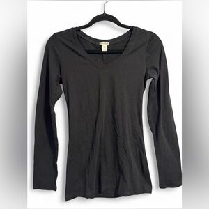 Bozzolo Black Long Sleeve V-Neck Top Size L – 95% Cotton